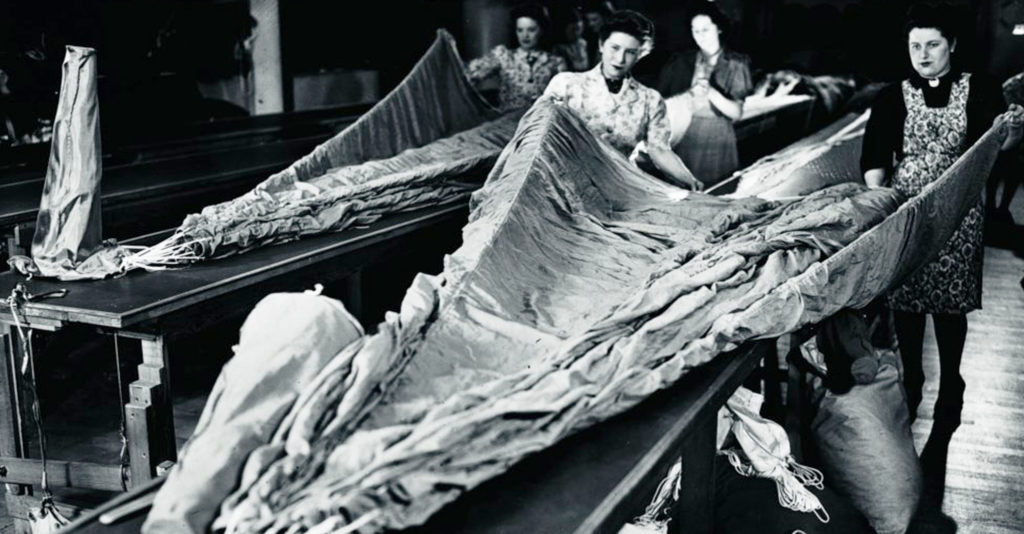 Heal's staff making parachutes during WWII