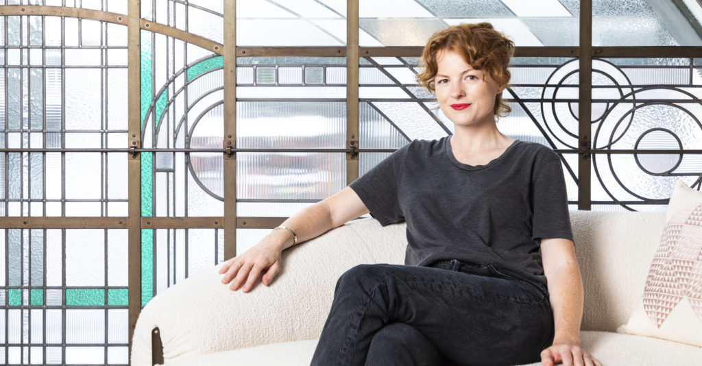 Lucy Kurrein on the Isola Sofa