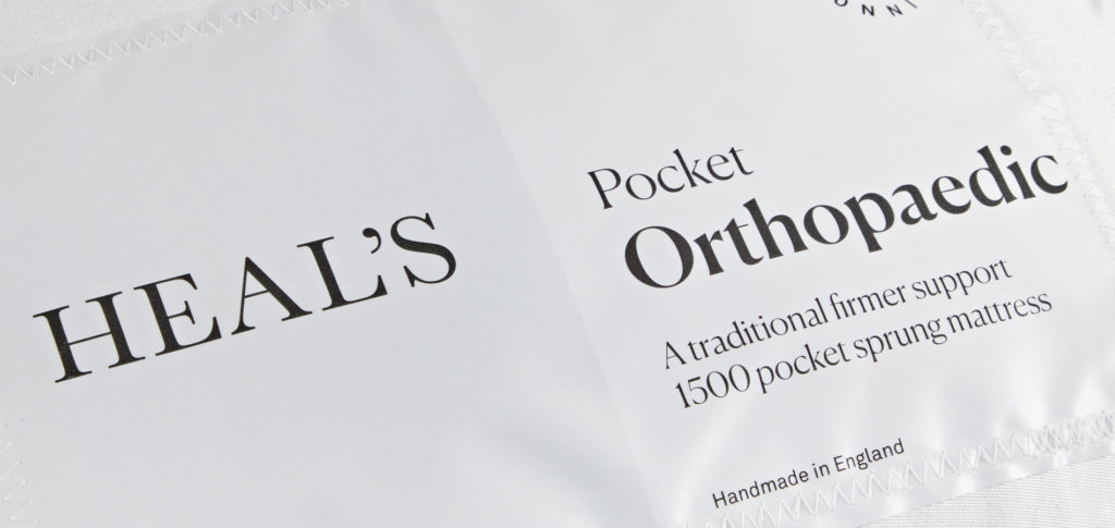 Heal's Orthopaedic Mattress label